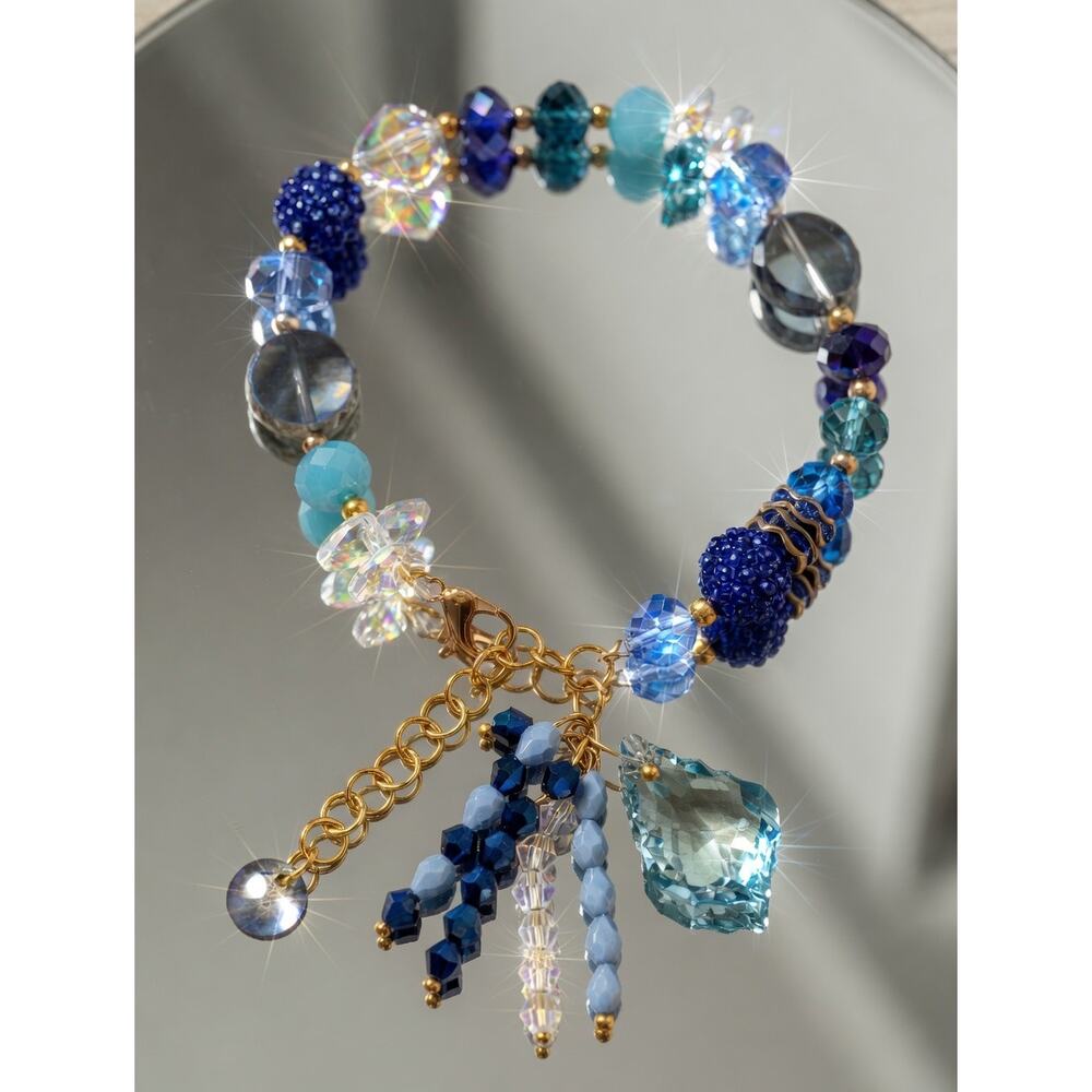 Blue Swarovski Beaded Bracelet